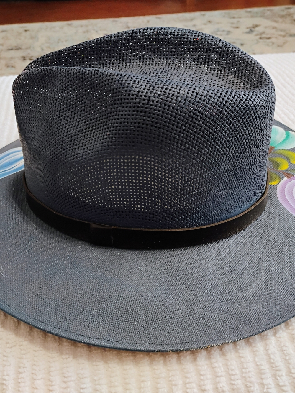 Hand Painted Fedora Hat Floral Art Boho Western Festival Statement Accessory - Picture 4 of 12